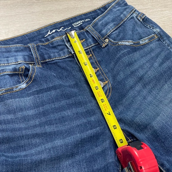 INC International Concepts Dark Blue Straight Leg Jeans with Frayed Hem - Picture 13 of 16